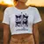 Manga feminina cropped t-shirt, top feminino, T-shirt, legal, Sanrio, Kuromi, ca