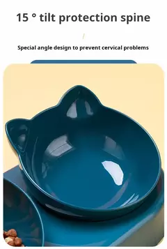 Tigelas de estimação com alimentador de água 3 em 1, design da orelha, tigela na internet