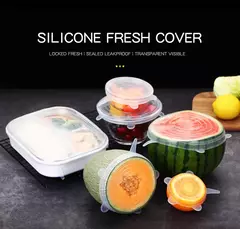 6 pçs reutilizáveis tampas de silicone tampas de silicone adaptáveis para lat - comprar online
