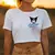 Manga feminina cropped t-shirt, top feminino, T-shirt, legal, Sanrio, Kuromi, ca - MaxOfert