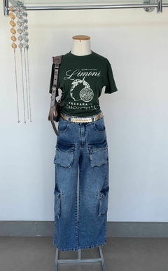 Calça Jeans Cargo Azul - Atena Multimarcas