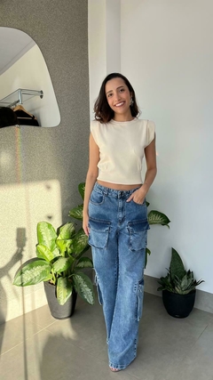 Calça Jeans Cargo Azul - comprar online