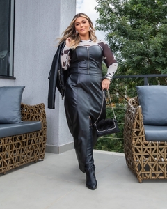 Imagem do Conjunto Saia Midi e Cropped em Couro PU