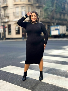 Vestido Tricot Canelado - Sanches Moda Plus Size