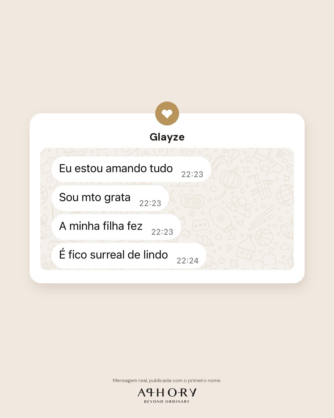 Mensagens de Glayze: amando tudo