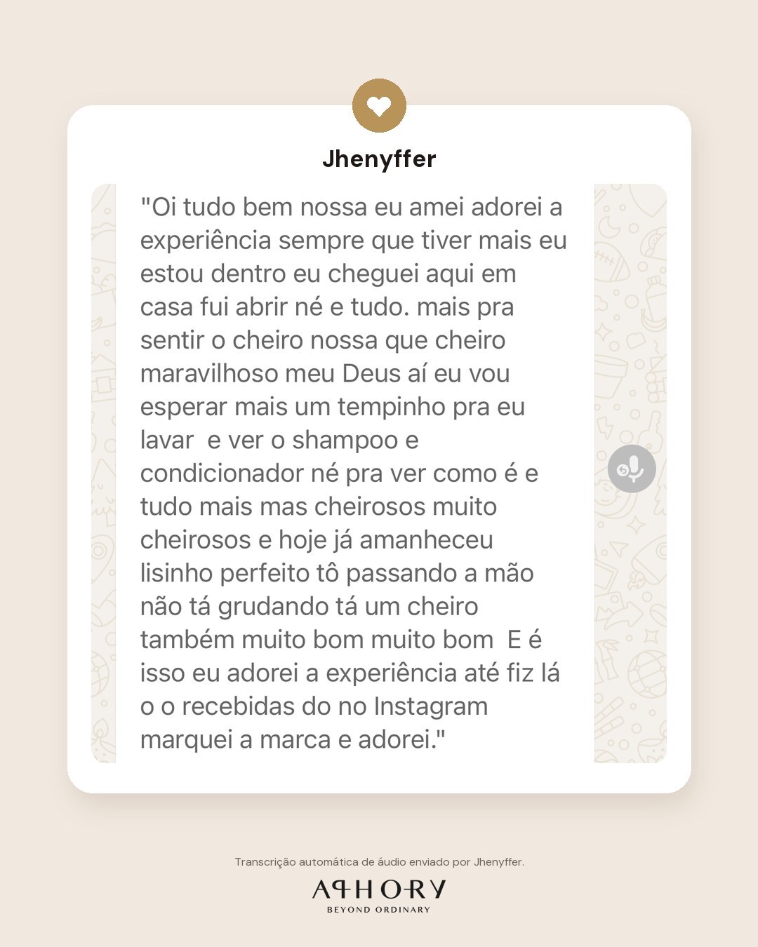 Transcrição de áudio de Jhenyffer sobre a experiência