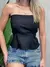 Cropped Feminino em Ribana sem Alça com Babado Simone Ref. 1374 Tamanho:Único;Cor:Azul - VIVER BELLA