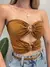 Cropped Feminino em Suplex Sem Alça com Recortes e Argolas Heloise Ref. 1408 Tamanho:Único;Cor:Cinza escuro