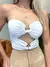 Cropped Feminino em Suplex Sem Alça com Recortes e Argolas Heloise Ref. 1408 Tamanho:Único;Cor:Branco - loja online