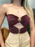 Imagem do Cropped Feminino em Suplex Sem Alça com Recortes e Argolas Heloise Ref. 1408 Tamanho:Único;Cor:Caramelo