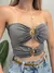 Cropped Feminino em Suplex Sem Alça com Recortes e Argolas Heloise Ref. 1408 Tamanho:Único;Cor:Branco na internet