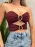 Cropped Feminino em Suplex sem Alças com Recortes e Fivelas Daiana Ref. 1406 Tamanho:Único;Cor:Bege - loja online