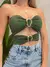 Cropped Feminino em Suplex sem Alças com Recortes e Fivelas Daiana Ref. 1406 Tamanho:Único;Cor:Bege