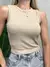 Cropped Feminino Regata em Ribana Amanda Ref. 1329 Cor:Bege na internet