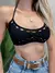 Cropped Top Feminino Modal com Amarração Gaby Ref. 1376 Tamanho:Único;Cor:Preto - comprar online