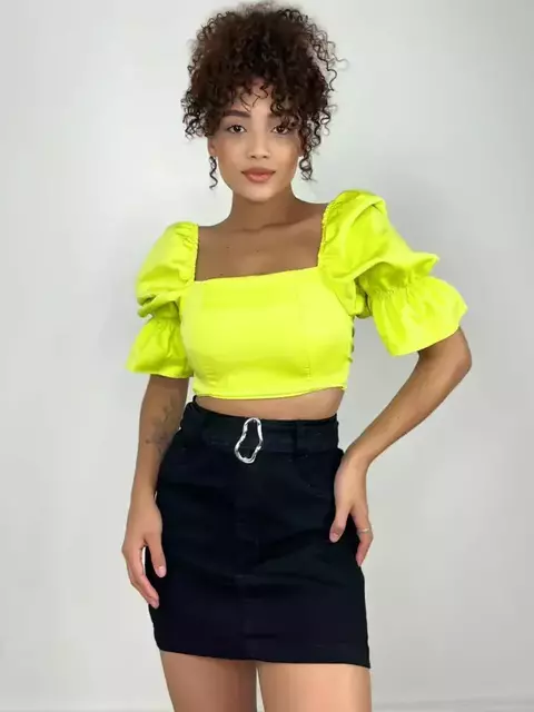 Saia Feminina Curta Jeans Preta Taise Ref. 675 Tamanho:44;Cor:Preto