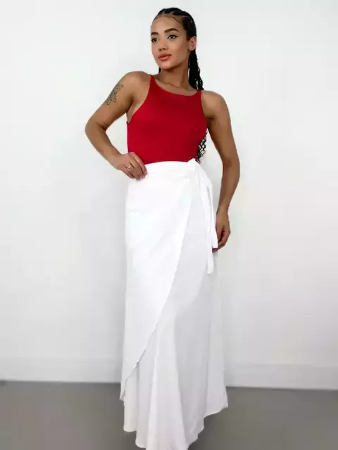 Saia Feminina Midi Envelope Mirela Ref. 1136 Tamanho:Único;Cor:Branco