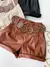 Short Feminino em Courino Zara com Cinto Boho Chic Lauren Ref. 1441 Tamanho:G;Cor:Preto