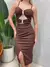 Vestido Feminino Midi em Ribana de Alça Transpassado com Fivelas Rauane Ref. 1445 Tamanho:Único;Cor:Preto na internet