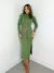Vestido Feminino Midi em Ribana Manga Longa com Gola Adriana Ref. 1478 Tamanho:Único;Cor:Verde musgo - comprar online