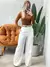 Calça Feminina Pantalona em Alfaiataria com Cinto Natasha Ref. 1013 Tamanho:P;Cor:Marrom - loja online