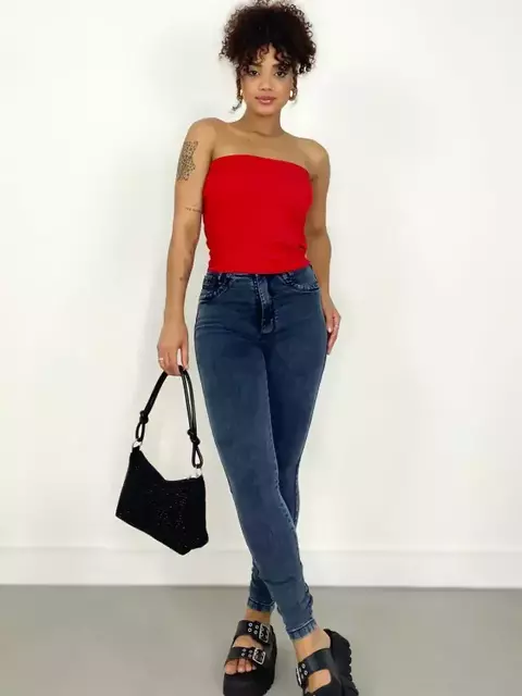 Calça Feminina Skinny Jeans Escuro Rafaela Ref. 770 Tamanho:36