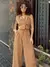 Conjunto Feminino Alfaiataria Calça Pantalona e Colete Gloria Ref. 1144 Tamanho:G;Cor:Bege - VIVER BELLA