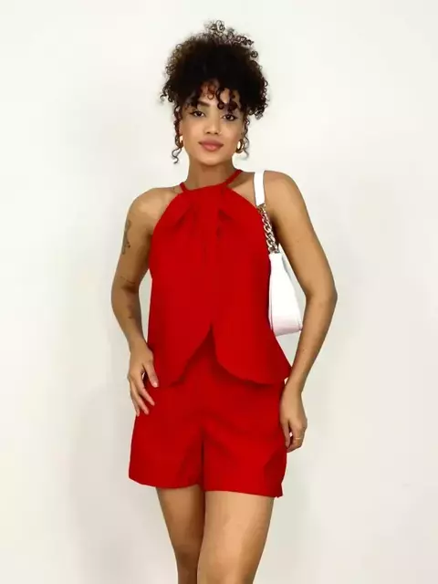 Conjunto Feminino Sensoriale Short e Blusa Abertura Frontal Lara Ref. 1292 Tamanho:Único;Cor:Off white