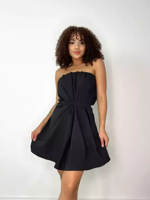 Macaquinho Vestido Feminino em Alfaiataria sem Alça Milena Ref. 1335 Tamanho:Único;Cor:Bege