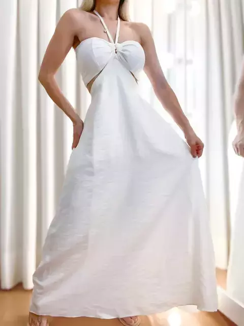 Vestido Conjunto Feminino Longo Cropped Amarração Luara Ref. 1207