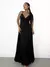 Vestido Feminino Longo em Crepinho Plissado com Amarração Raiane Ref. 1318 Tamanho:Único;Cor:Preto - VIVER BELLA