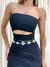 Vestido Feminino Midi em Poliamida sem Alça Recorte Triplo Thamires Ref. 1304 Tamanho:Único;Cor:Preto na internet