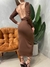 Vestido Feminino Midi em Suplex Manga Longa Decote Quadrado Costas Nua Denise Ref. 1502