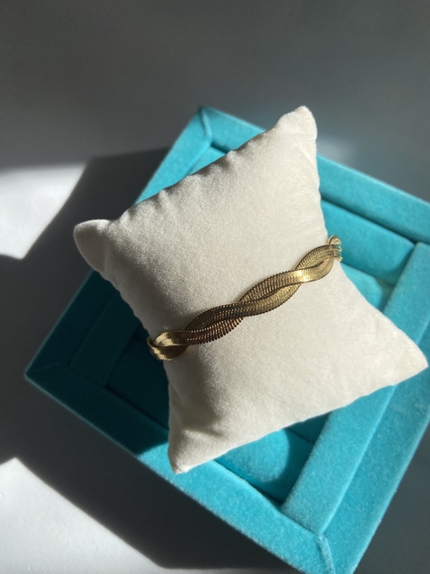 Pulseira Fita Transada Dourada