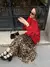 Imagem do Saia Midi Feminina Cintura Alta – Cetim com Estampa Leopardo