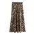 Saia Midi Feminina Cintura Alta – Cetim com Estampa Leopardo