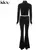 Kliou conjunto de duas peças de veludo sólido feminino simples casual zíper m - loja online