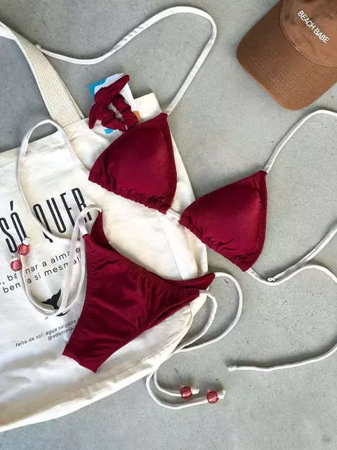 TOP CORTININHA CARMIN + CALCINHA LACINHO - comprar online