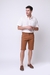 717 - Bermuda masculina contemporânea color c/elast (slim)