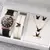 Conjunto 5/6 Peças – Relógio Feminino de Quartzo + Pulseiras com Coração e Strass | Moda Casual e Elegante (Sem Caixa)