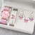 Conjunto 5/6 Peças – Relógio Feminino de Quartzo + Pulseiras com Coração e Strass | Moda Casual e Elegante (Sem Caixa) - loja online