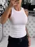 Feminino sólido em torno do pescoço com nervuras regata camisola feminina verão básico elástico regata o pescoço sólido regata - JOANNAALVESTORE