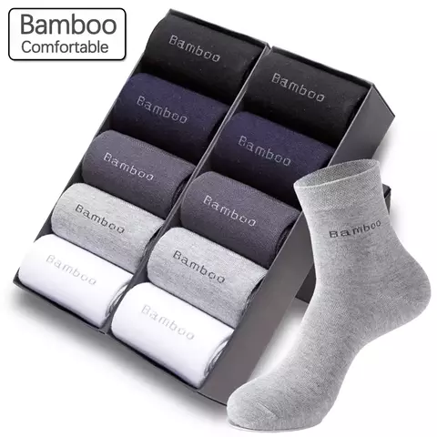 10 pares de meias masculinas de fibra de bambu - comprar online