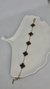 Pulseira trevo preto aço inoxidável dourado