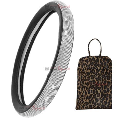 Cubre Volante Strass Plateado + Bolsita Multiuso Animal Print