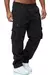 Calças de carga masculina cintura elástica multi-bolso solto combate calças d - Loja Noirwear