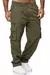 Calças de carga masculina cintura elástica multi-bolso solto combate calças d