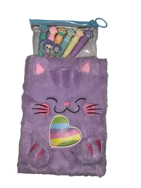 Marcadores y Cuaderno "Gatito Feliz"