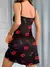 Vestido vermelho lábio - sexy babado na internet