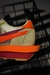 Tênis CLOT x Sacai x Nike LDWaffle - Net Orange Blaze - Bege Claro com Laranja e Vermelho Intenso